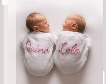 3-6 Months | Mixed Colours | Personalised Hand Knitted Baby Cardigans/Jumpers. Handmade and hand embroidered for a special gift or keepsake.