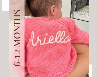 Mixed colours| 6-12 months Hand Knitted Personalised Baby Cardigan.