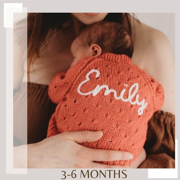 3-6 Months | Mixed Colours | Personalised Hand Knitted Baby Cardigans/Jumpers. Handmade and hand embroidered for a special gift or keepsake.