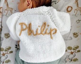 Personalised Hand Knitted Baby Cardigans & Jumpers | EXAMPLES ONLY - Do not purchase!