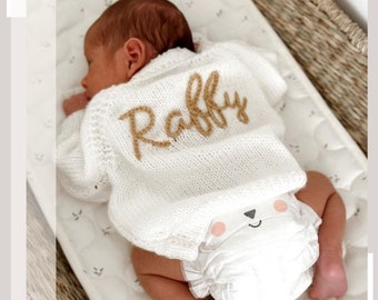 Personalised Baby Cardigan. Hand Knitted. Newborn Size. Hand embroidered baby knits. Gift/keepsake. Going home outfit.