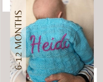 Mixed colours| 6-12 months Hand Knitted Personalised Baby Cardigan.