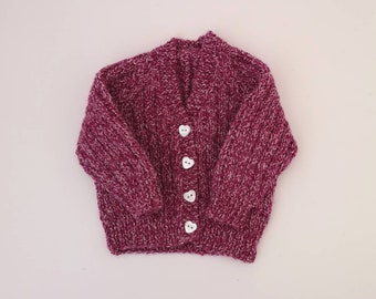 Tiny Baby | Hand Knitted Personalised Baby Cardigan. Colour as pictured.