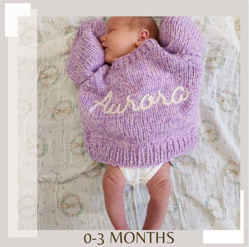 0-3 Months Mixed Colours Personalised Hand Knitted Baby Cardigans/Jumpers. Handmade and hand embroidered for a special gift or keepsake. image 1