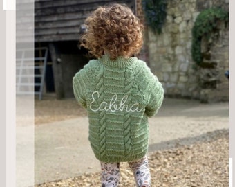 3-4 Years | Mixed Colours | Personalised Hand Knitted Baby Cardigans/Jumpers. Handmade & hand embroidered for a special gift or keepsake.