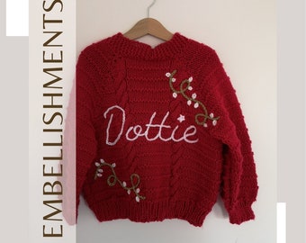 Festive Add On | Hand Embroidered | Christmas | Handmade | Knitwear | Gift