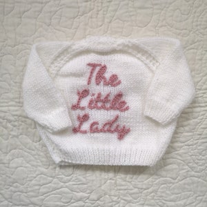 Additional Words/Lines Personalised Hand Knitted Baby Cardigans/Jumpers. Handmade & hand embroidered for a special gift or keepsake. image 6