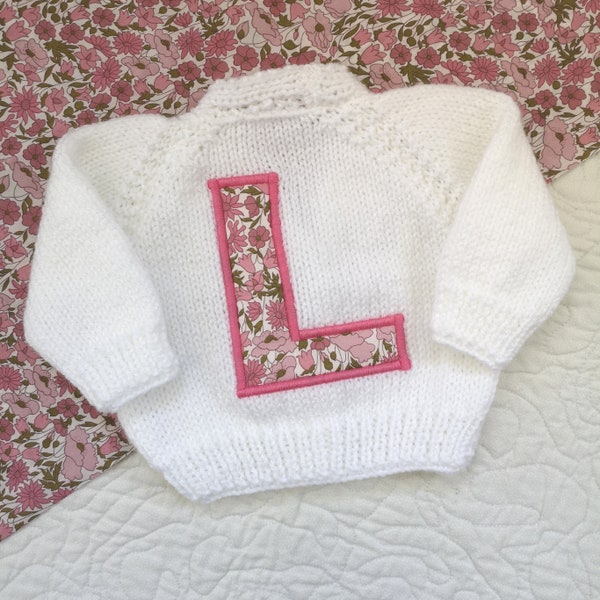 Liberty Fabric Letter Applique | Gift Baby Keepsake Check out my Etsy shop for all my available knitwear **EXAMPLE ONLY - don't purchase