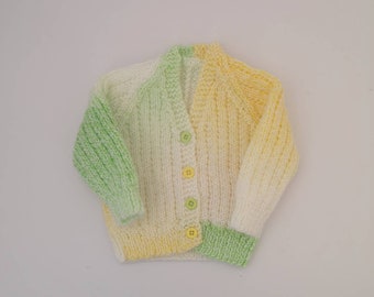 Tiny Baby| Hand Knitted Personalised Baby Cardigan. Colour as pictured.