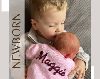 Mixed Colours | Newborn Hand Knitted Personalised Baby Cardigan/Jumper - Colours as pictured.