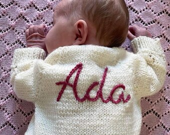 Personalised Baby Named Cardigan | Name on Knits | Personalised | Knitted | Baby Gift | EXAMPLES ONLY - Do not purchase!