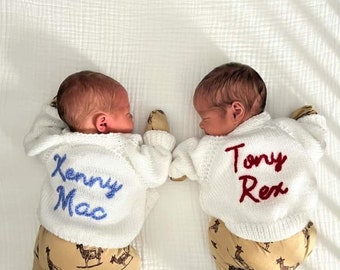 Name Personalised Knitted Baby Cardigans | EXAMPLES ONLY - Do not purchase!