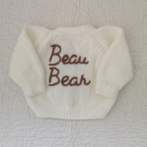 Additional Words/Lines Personalised Hand Knitted Baby Cardigans/Jumpers. Handmade & hand embroidered for a special gift or keepsake. One additional word