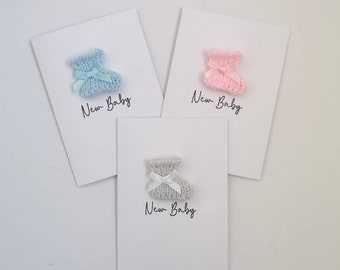 New Baby Card ADD ON | Handmade New baby Card with Hand Knitted Bootie Embellishment.