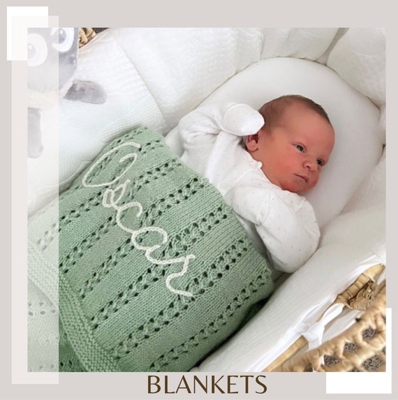 Personalised Baby Blankets Hand Knitted Newborn Gift baby Shower Etsy Canada