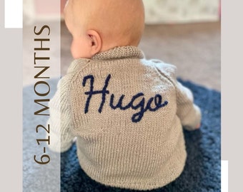 Mixed colours| 6-12 months Hand Knitted Personalised Baby Cardigan.