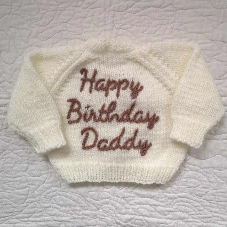 Additional Words/Lines Personalised Hand Knitted Baby Cardigans/Jumpers. Handmade & hand embroidered for a special gift or keepsake. Two additional words