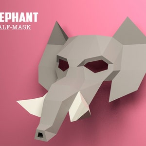 DIY Elephant Mask Papercraft, Elephant Mask Model, Elephant 3D, Animal Mask, Dumbo Mask, Eburgami, PDF Download, Party Mask, Gift, Costume
