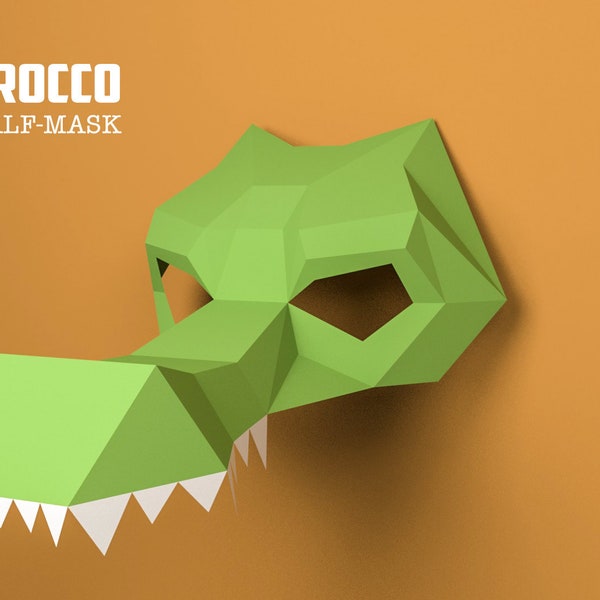 DIY Crocco Mask Papercraft, Crocodile Mask Model, Crocco 3D, Animal Mask, Animal Mask, Eburgami, PDF Download, Party Mask, Gift, Costume