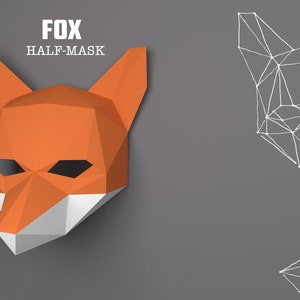 DIY Fox Mask Papercraft, Fox Mask Model, Instant Download, Animal Mask, Animal Print, Eburgami, PDF Download, Party Mask, Gift, Costume