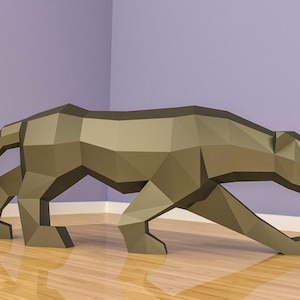 3D Panther Papercraft, XXL Papercraft Head, Template, Papercraft Animals, Mask Low Poly DIY, DIY Paper 3D Art, Papercrafting, Paper Eburgami