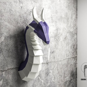 Paper Craft Dragon Head, Papercraft Trophy Dragon Mask DIY, 3D Origami Head, DIY Paper Sculpture,Low Poly DIY, Lowpoly Mask, Eburgami