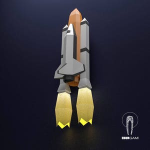 Navette spatiale, Papercraft Nasa DIY, Vaisseau spatial 3D, Rocket Low poly 3D, Rocket Paper, Mask DIY, Loft Decor, Paper-craft model, paper statue