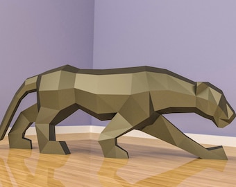 3D Panther Papercraft, XXL Papercraft Head, Template, Papercraft Animals, Mask Low Poly DIY, DIY Paper 3D Art, Papercrafting, Paper Eburgami