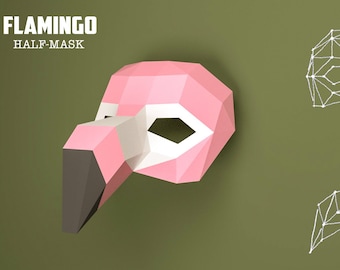 DIY Flamingo Mask Papercraft, Flamingo Mask Model, Flamingo 3D, Animal Mask, Flamingo Mask, Eburgami, PDF Download,Party Mask, Gift, Costume