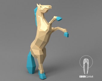 Low Poly Horse Model XXL, Papercraft Horse, Origami Horse, Create Your Own 3D, Wild Horse, Eburgami, Paper Craft Horse, Animal Head