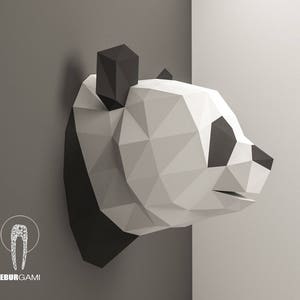 Panda Pepercraft Head, Papercraft Trophy, Pdf Kit, 3D DIY Panda Head, DIY Paper Sculpture, 3D Puzzle DIY, Digital Download, Panda Trophy Art