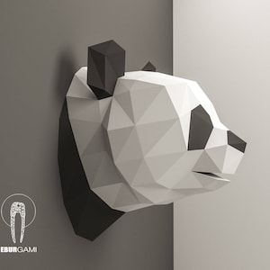 Panda Pepercraft Head, Papercraft Trophy, Pdf Kit, 3D DIY Panda Head, DIY Paper Sculpture, 3D Puzzle DIY, Digital Download, Panda Trophy Art