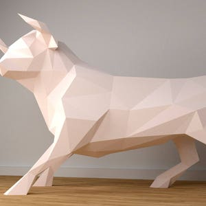 Bull XXL Papercraft, 3D Papercraft - Build Your Own Low Poly Paper Sculpture from PDF Download (DIY gift, Wall Decor for home and office)