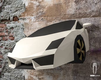 Car Papercraft, Lamborghini Gallardo 3D Papercraft, Build Your Own Low Poly DIY Paper Sculpture Mask DIY Gift, Wall Decor home, Eburgami