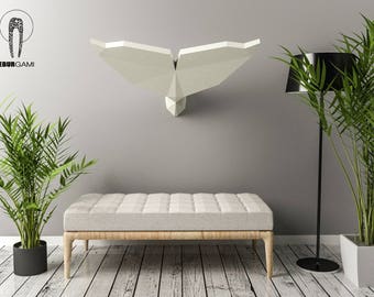 Papercraft Tail Whale, Modèle de bricolage imprimable 3D, Téléchargement numérique - DIY Papercraft - PDF Télécharger Low Poly, Eburgami, Home Decor, Print