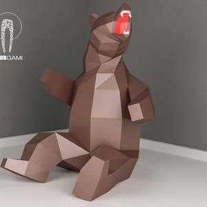 Bear Papercraft, Low Poly XXL Bear Model, Creëer je eigen, 3D Papercraft Beer, Origami Beer, Lowpoly masker, DIY Bear 3D, Eburgami, PDF