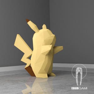 Papercraft DIY Pikachu, Pokemon Papercraft, Paper Model Art, Low Poly DIY, DIY Paper 3D Art, Diy Paper Statue, Papercrafting, Eburgami image 1