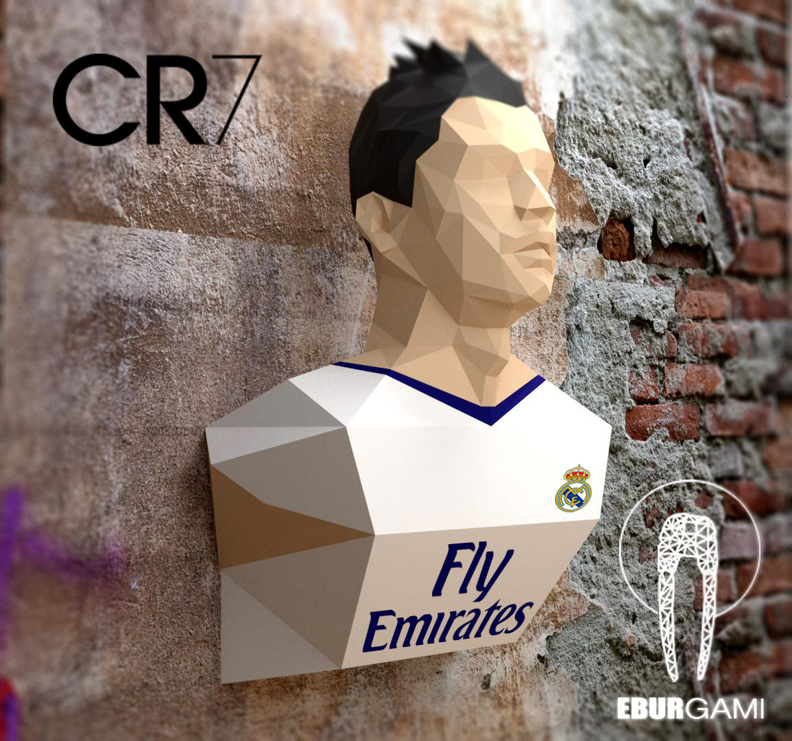 壁飾り クリスティアーノ・ロナウド ペーパークラフト ヘッド、CR7