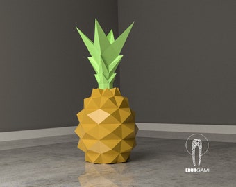 Ananas Papercraft, XXL Fruit 3D, Fruit Paper Craft, Low poly Apple, patroon, Lowpoly Masker, model papercraft, DIY lowpoly, papieren sculptuur