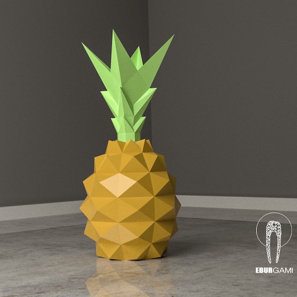 Ananas Papercraft, XXL Fruit 3D, Fruit Paper Craft, Low poly Apple, motif, Lowpoly Mask, modèle papercraft, DIY lowpoly, sculpture en papier