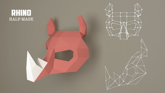 PDF Template For 3D Masks Rhino DIY Paper Craft Mask Rhino Rhino Low 