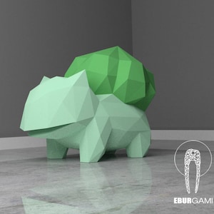 Artisanat en papier DIY Bulbizarre - Pokemon - modèle en papier Art, Low Poly DIY, DIY Paper 3D Art, Diy Paper Statue, Papercrafting, Eburgami