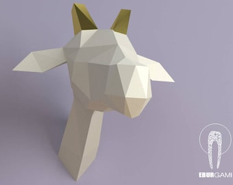 DIY Low Poly Giraffe Trophy Head, DIY Giraffe Head Template, Eburgami , 3D Giraffe Head Model, 3D Papercraft, Gift, Wall Art Decor