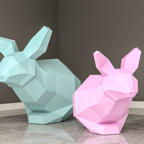 Low Poly Rabbit Model, Rabbit Papercraft, Easter Paper Craft, Create Your Own Cony, 3D Papercraft Buck, Origami Bunny, DIY Rabbit, Eburgami