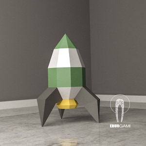 Rocket Papercraft 3D, Paper Craft Rocket, Rocket Ship, Low Poly Rocket, Spaceship, Desk Decor, DIY Mask, Printable, PDF Template Download