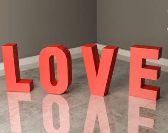 Love Papercraft, XXL Love 3D, Low poly Alphabet, Low poly word sign, Lowpoly Mask, model papercraft, DIY lowpoly, DIY paper sculpture