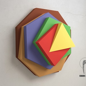 Papercraft Wall Art, 3D Max Bill Print, Max Bill Papercraft, DIY sjabloon 3D, abstracte kunst Papercraft, Art Papercraft, Low Poly, Eburgami