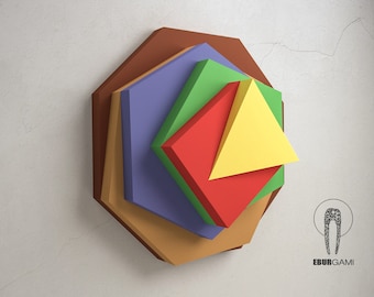 Papercraft Wall Art, 3D Max Bill Print, Max Bill Papercraft, DIY Template 3D, Abstract Art Papercraft, Art Papercraft, Low Poly, Eburgami