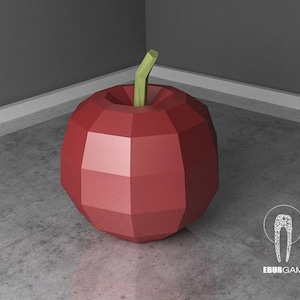 Apple Papercraft, XXL Fruit 3D, Fruit Paper Craft, Low poly Fruit, pattern, Lowpoly Mask, model papercraft, DIY lowpoly, DIY paper sculpture