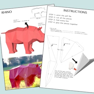 Rhino Papercraft XXL, Make Your Own 3D Rhino, Pdf Papercraft, Rhino ...